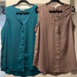 Maurices Emerald Green and Taupe Sleeveless Blouse Set